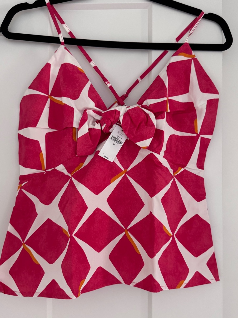 Banana Republic Tie-Front Poplin Top – Pink Geo – Size S